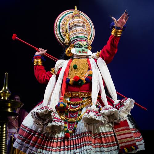 Kathakali performer in traditional dress